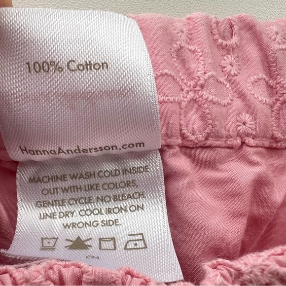 Hanna Andersson Baby Pink Scallop Embroidered Pull On Airy Eyelet Shorts 130 8 - Picture 4 of 4